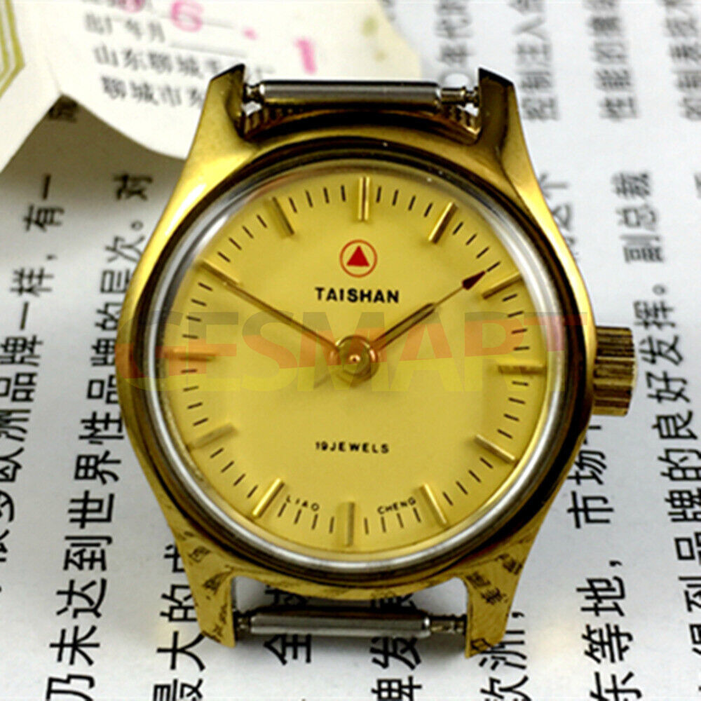TAISHAN 26mm gold manual mechanical lady watch with 19 jewels and elegant nail markers