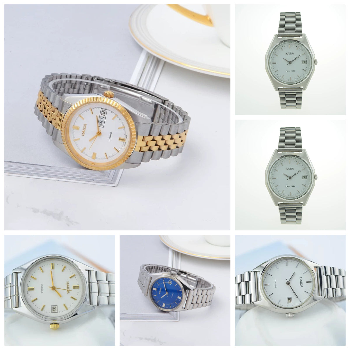 HAIDA Men's Manual Wind Mechanical Watch: Classic White Dial Steel Timepiece with Date