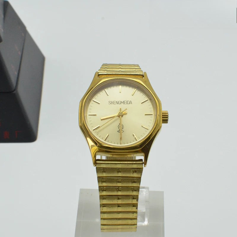 SHENGMEIDA Vintage Gold-Plated Automatic Mechanical Men's Watch Round NOS