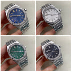 Ladies 31mm Octagonal Gem Bezel Steel Quartz Watch Green Lume Dial VJ24 Movement