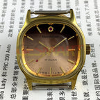 33mm Shanghai manual watch with golden nail markers, 17-jewel movement, square case, brown dial by Shanghai.