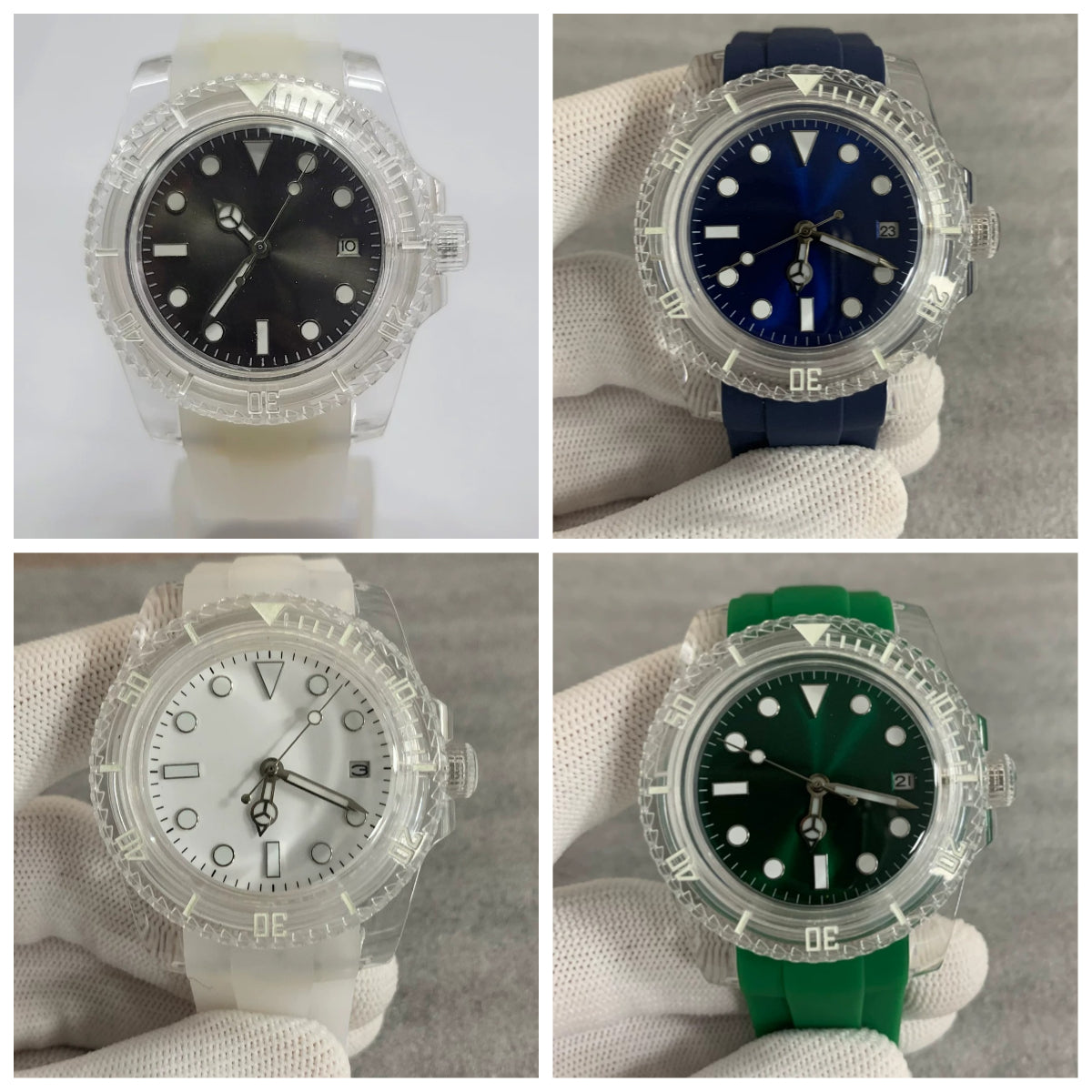 Automatic Watch 40mm Transparent Case Acrylic Crystal Luminous 8215 Movement