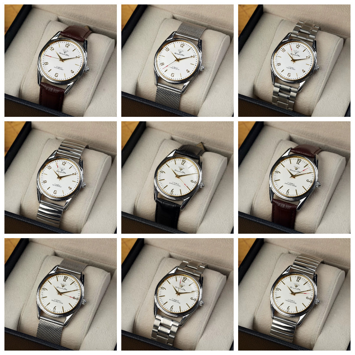 Diamond Brand Men's Manual Wind Watch Vintage Leather Strap Waterproof