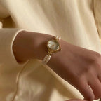 Ladies Pearl Chain Bracelet Watch Mother of Pearl Dial Japan Style Elegant