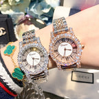 Women's Tweed-Style Steel Rhinestone Waterproof Watch
