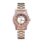 Women's Tweed-Style Steel Rhinestone Waterproof Watch