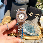 Women's Tweed-Style Steel Rhinestone Waterproof Watch