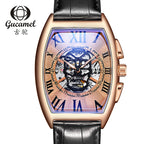 GESMART Men's Tonneau Shape Skull Skeleton Automatic Mechanical Watch European American Style