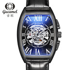 GESMART Men's Tonneau Shape Skull Skeleton Automatic Mechanical Watch European American Style