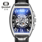 GESMART Men's Tonneau Shape Skull Skeleton Automatic Mechanical Watch European American Style