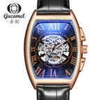 GESMART Men's Tonneau Shape Skull Skeleton Automatic Mechanical Watch European American Style