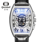 GESMART Men's Tonneau Shape Skull Skeleton Automatic Mechanical Watch European American Style