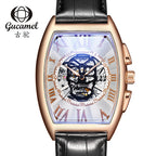 GESMART Men's Tonneau Shape Skull Skeleton Automatic Mechanical Watch European American Style