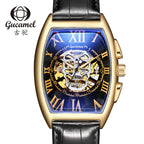 GESMART Men's Tonneau Shape Skull Skeleton Automatic Mechanical Watch European American Style