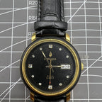 Kongque 37mm automatic watch with black dial, double calendar, 33 jewels, elegant design for stylish wear.