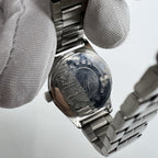 32mm Chinese Taihang manual watch with black dial, golden markers, and 17 jewels precision movement.