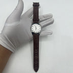 Shanghai Factory 38mm manual mechanical watch with white dial, 3 hands, 19 jewels for precise timekeeping.