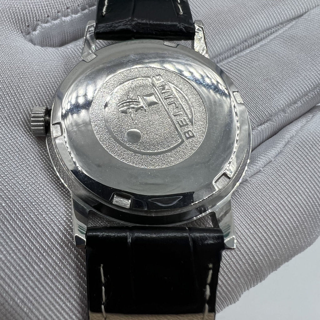 Beijing 36mm Double Rhomb watch with silver case and silver nail strap, classic style for elegant wear.