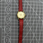 Golden dial Seagull lady watch with 19 jewels, manual mechanical movement, Tianjin factory craftsmanship.