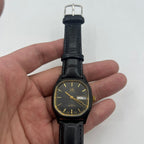 Shanghai Factory 33mm manual mechanical watch with black dial, double calendar, classic daily wear design.