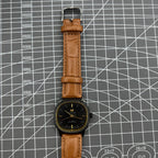 34mm Shanghai Factory manual mechanical watch with black dial, 19 jewels, and shock-resistant design.