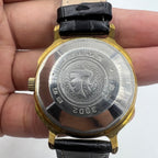 37mm automatic watch with black dial, gold Roman numerals, and 33 jewels for elegant style.