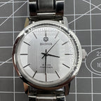 37mm China Baihua manual mechanical watch with silver dial, 19 jewels, shock-resistant for lasting precision.