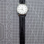 Shanghai Factory 38mm manual mechanical watch with white dial, 3 hands, 19 jewels, classic style for elegant wear.
