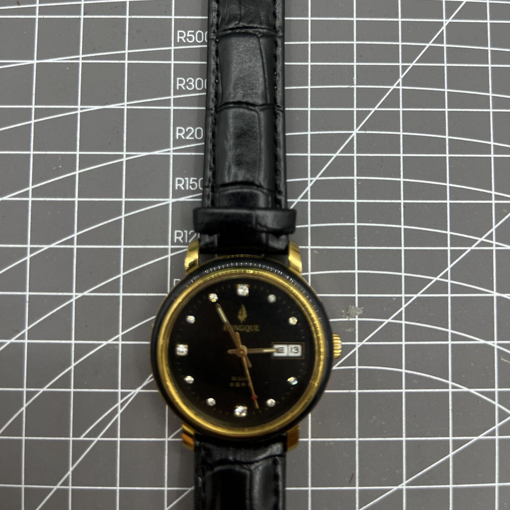 37mm Kongque automatic watch with black dial, double calendar, 33 jewels, elegant style for daily wear.