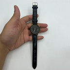 37mm Kongque automatic watch with black dial, Roman numerals, and 33 jewels for precision timekeeping.