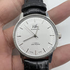 Shanghai 36mm manual mechanical watch 8120 with white dial and 17 jewels, classic design.