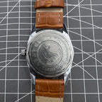 TAIHANG 38mm manual mechanical watch with silver dial, golden nails, round case, and 17 jewels for classic style.