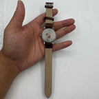 Shanghai 37mm manual watch with golden dial, nail markers, round case, 17 jewel movement for classic style.