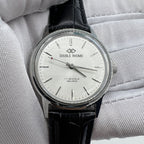 Beijing 36mm Double Rhomb manual watch with silver case and silver nail strap, classic style for elegant wear.