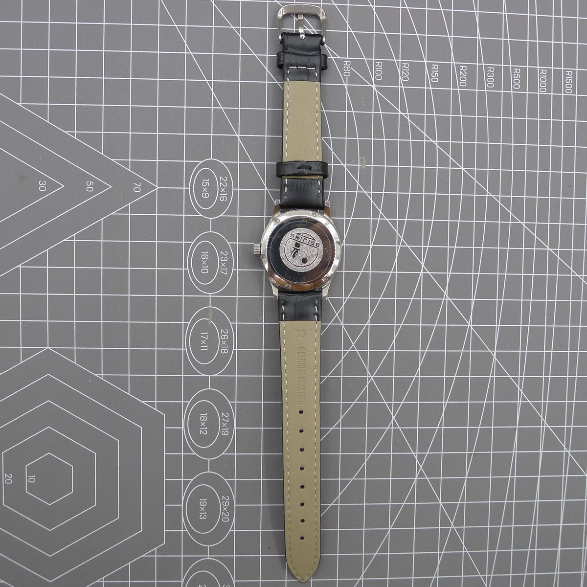 Beijing 31mm Silver Double Rhomb manual watch with three hands, elegant mechanical timepiece design.