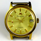 33mm Golden Band Manual Mechanical Watch with Lume, Single Calendar at 3 o'clock