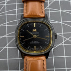 34mm Shanghai Factory manual watch with black dial, 19 jewels, shock-resistant design for daily wear.