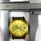 33mm Golden Band Manual Mechanical Watch with Lume, Single Calendar at 3 o'clock