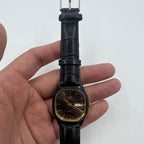 33mm Shanghai Factory manual mechanical watch with black dial and double calendar display.