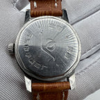 Chunlan 32mm light brown leather watch featuring a silver dial and 17-jewel manual mechanical movement.