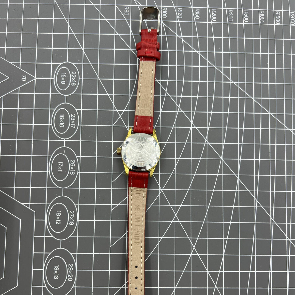 Seagull lady watch with golden dial, 19-jewel manual mechanical movement, Tianjin-made timepiece.