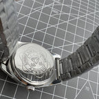 Shanghai Diamond 38mm mechanical watch with 17 jewels, white dial, silver case, elegant style by Shanghai Diamond.