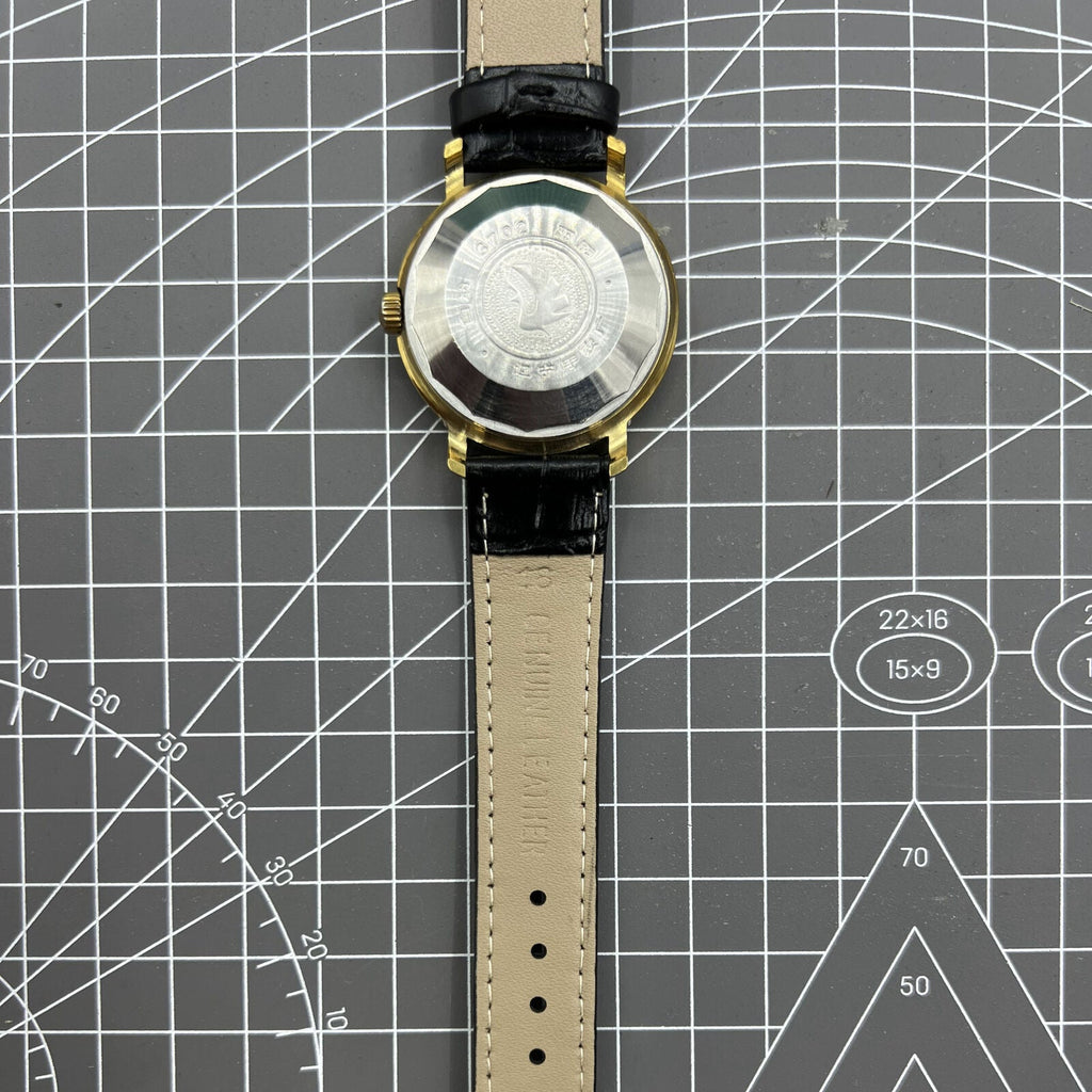 Kongque 37mm automatic watch with black dial, double calendar, 33 jewels, elegant style for daily wear.