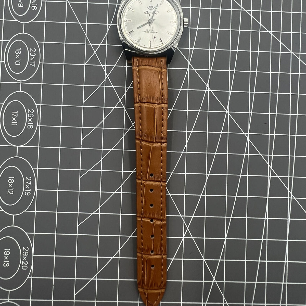 Chunlan 32mm manual mechanical watch with silver dial and 17 jewel movement for elegant timekeeping.