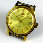 33mm Golden Band Manual Mechanical Watch with Lume, Single Calendar at 3 o'clock