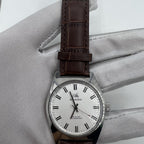 Shanghai Factory 38mm manual mechanical watch with white dial, 3 hands, and 19 jewels for accurate timekeeping.