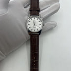 Shanghai Factory 38mm manual mechanical watch with white dial, 3 hands, and 19 jewels for precise timekeeping.
