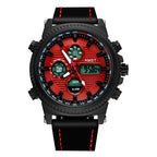 GESMART Men's Multifunction Sports LED Dual Display Digital Watch Water Resistant Genuine Leather Band