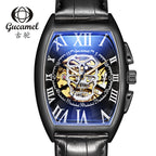 GESMART Men's Tonneau Shape Skull Skeleton Automatic Mechanical Watch European American Style
