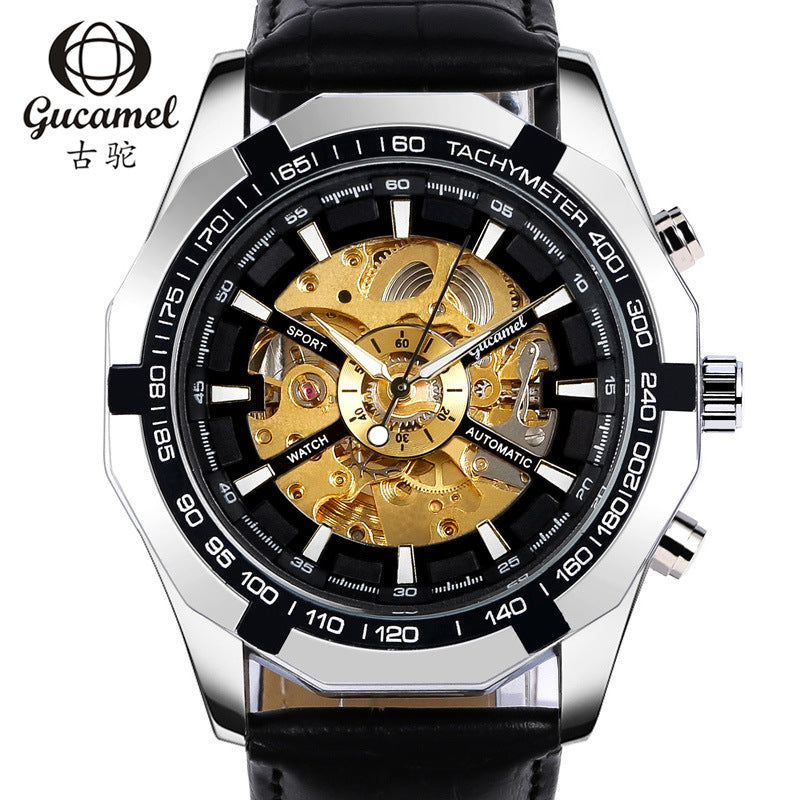 GESMART Men's Skeleton Automatic Mechanical Watch Luminous Custom Design Wristwatch